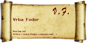 Vrba Fodor névjegykártya